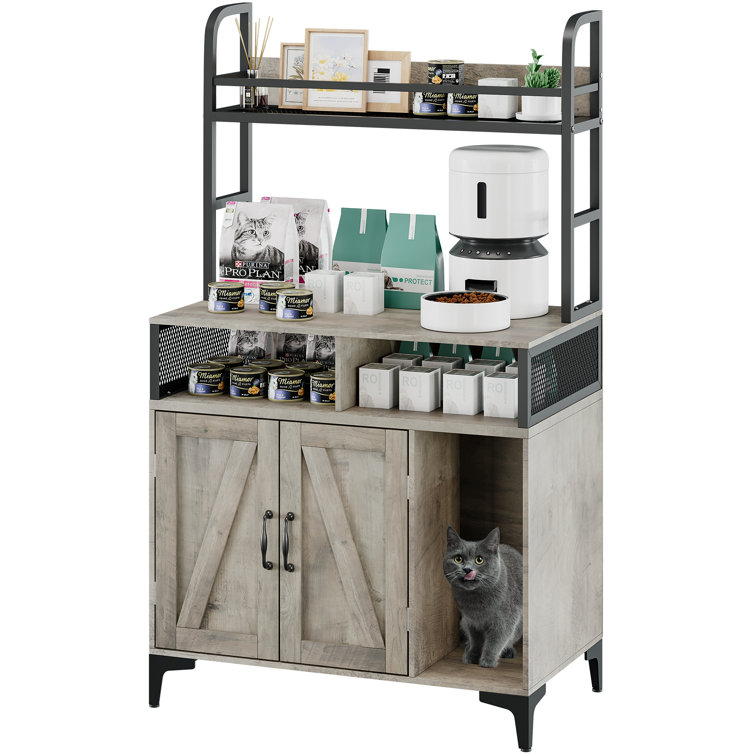 Cat Litter Box Enclosure With Shelf Storage